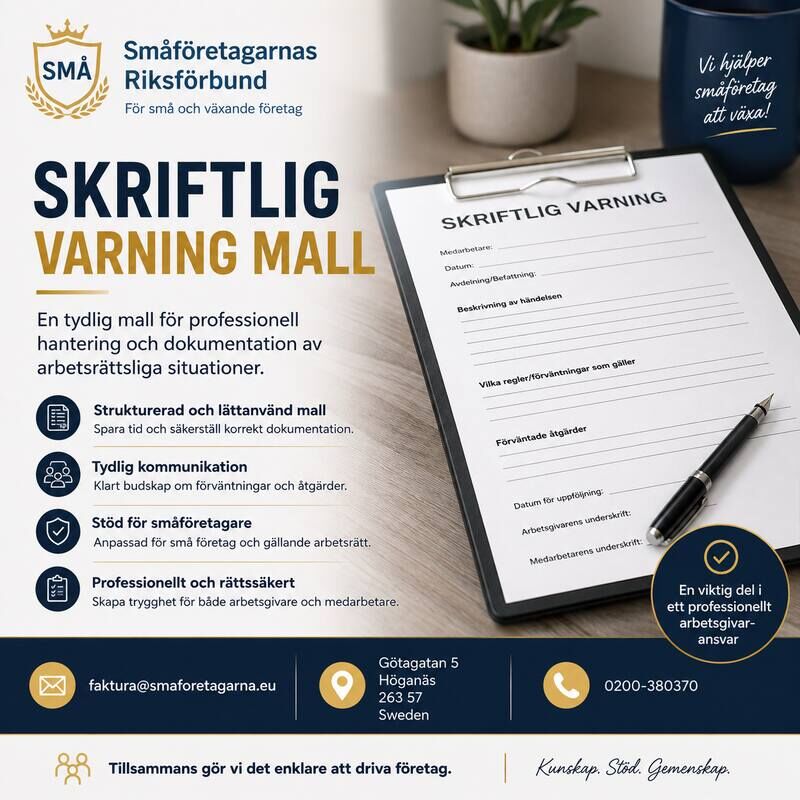 Stockholm, Business, Skriftlig Varning Mall &ndash; Tydlig Vägledning För Småföretag