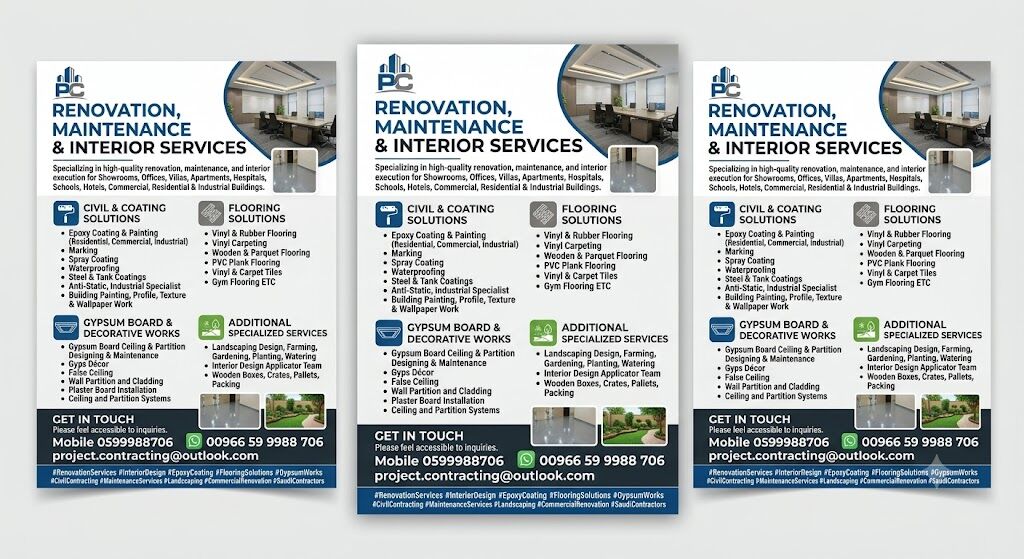 Dammam, Construction, INTERIOR Design Applicator Team For Villas Flats Offices Hotels Hospitals► 0599988706.