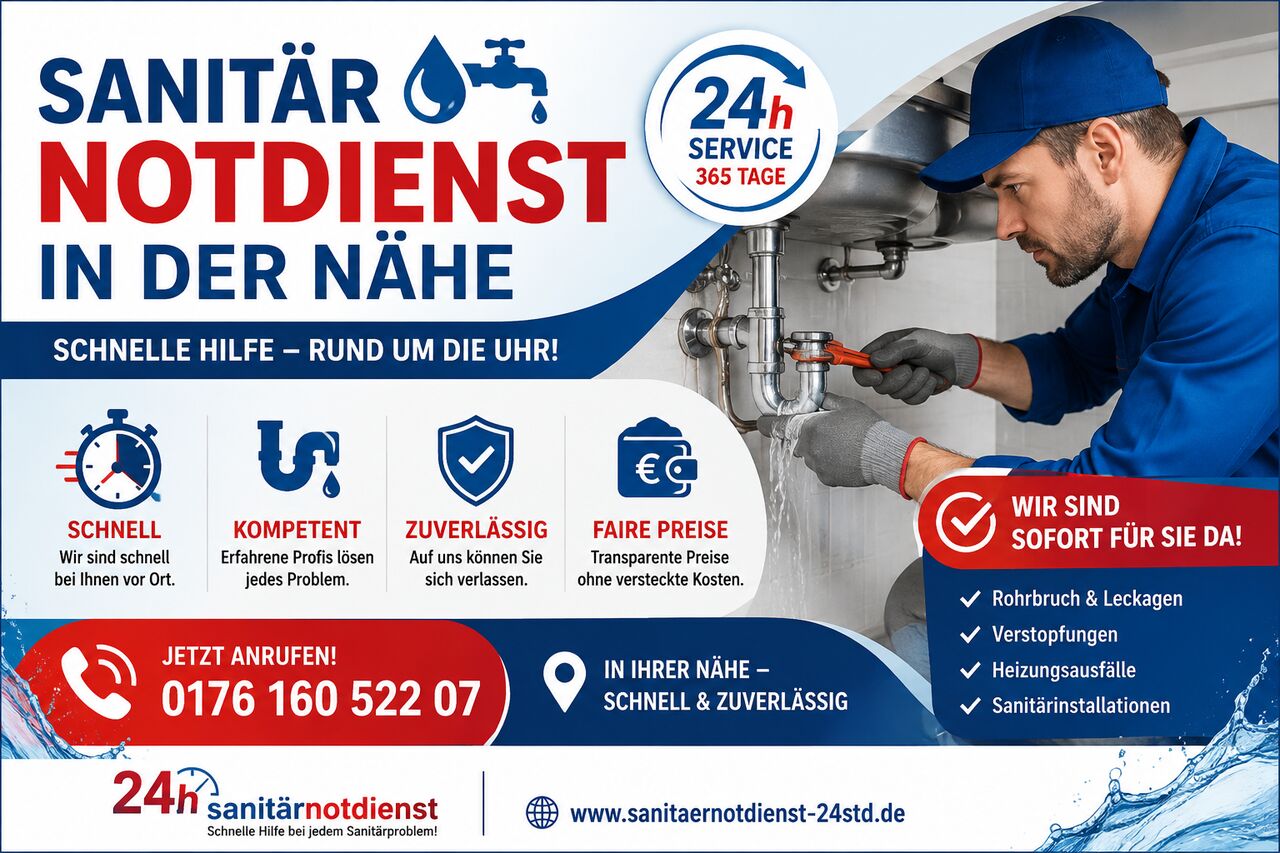 Berlin, Business, Installateur Notdienst 24 Stunden  Hilfe Bei Sanitärproblemen