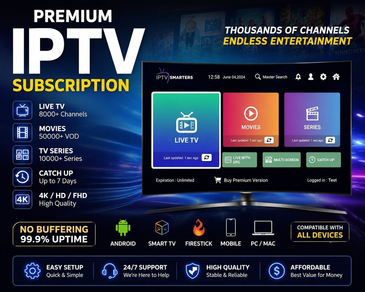 Khobar, Job Seekers, 4K IPTV Entertainment Subscription &ndash; Compatible With Smart TV, Fire Stick & All Devices