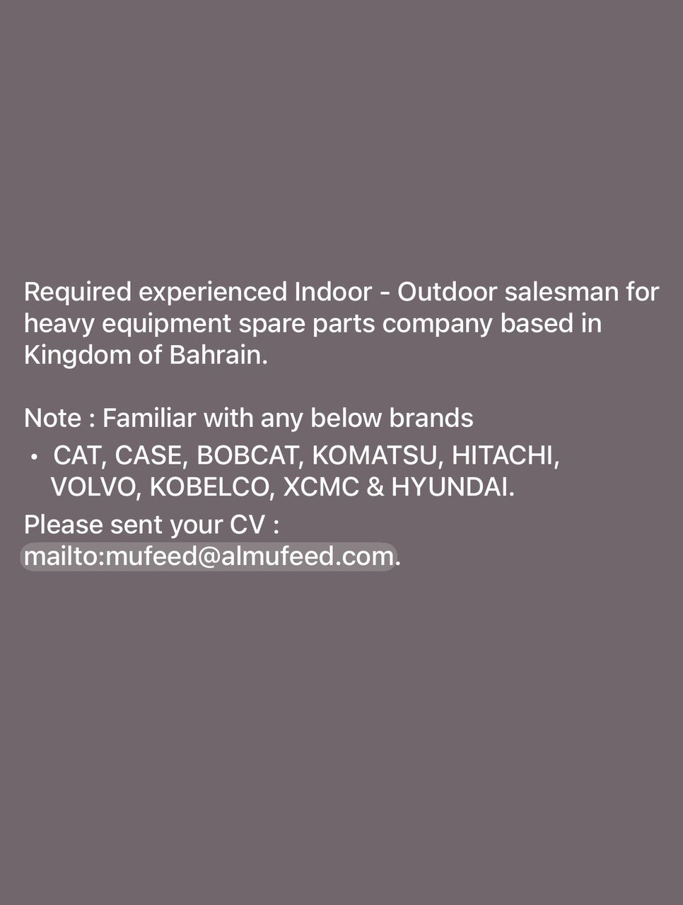 Kabul, Jobs, Looking For The Indoor -Outdoor Salesman For Spare Parts