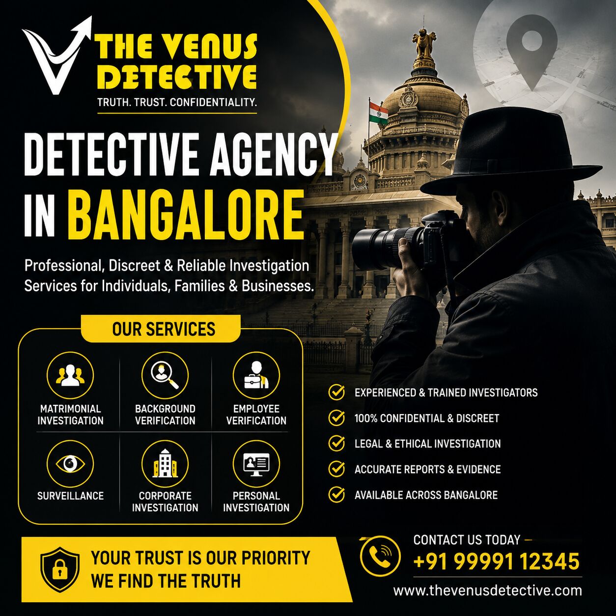 Bangalore, Legal, Trusted Detective Agency In Bangalore | The Venus Detective