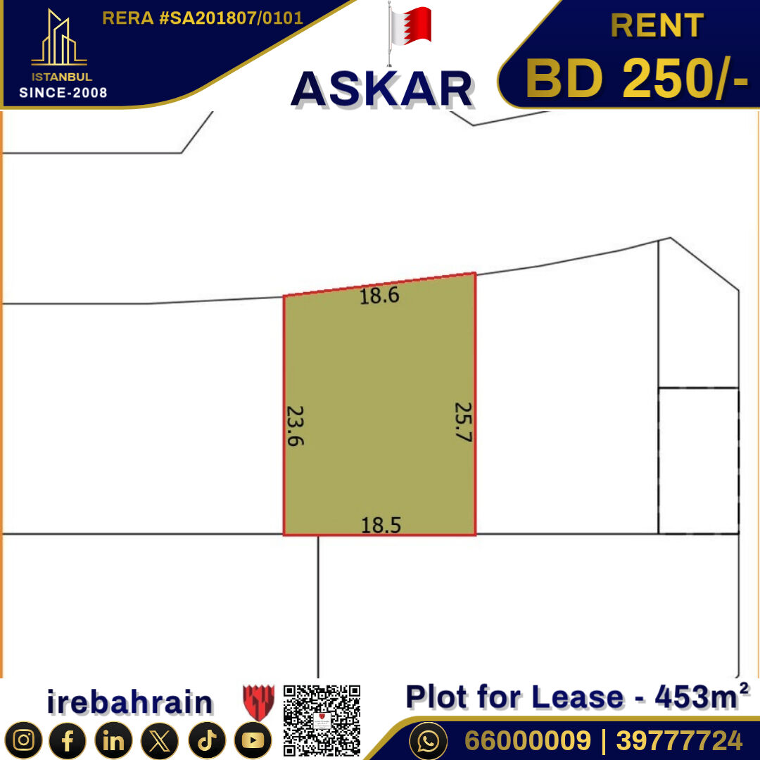 Asker, Industrial Land, BHD 250,  Industrial Plot For Rent In Askar, Behind ALBA