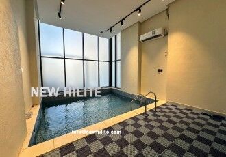 Salmiya, Apartments, Flats, Houses & Villas, KWD 1100/month,  Furnished,  3 BR,  Modern Furnished 3-Bedroom Duplex For Rent In Kuwait With Pool, Gym & Rooftop Lounge