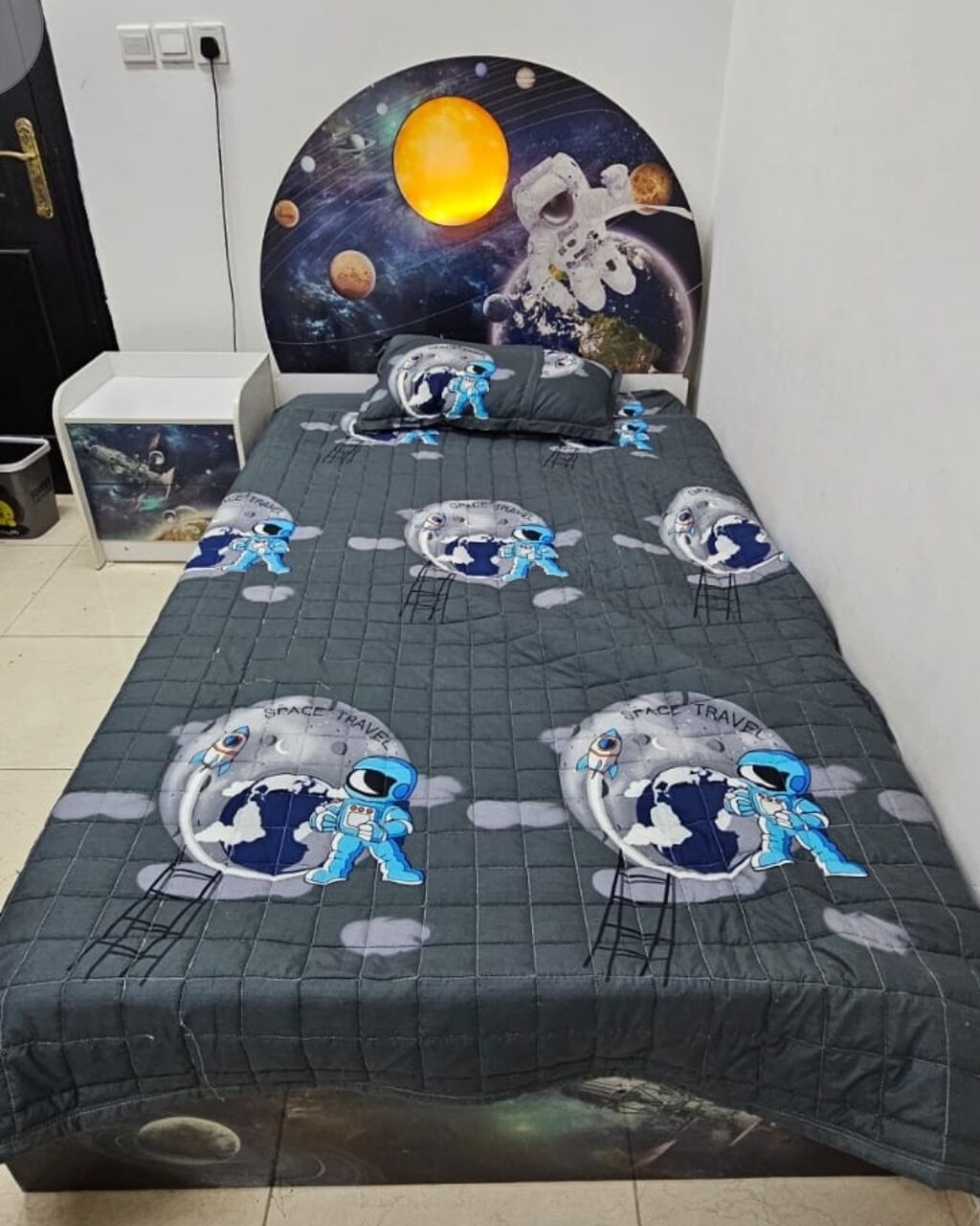 Akrabia, Furniture, SAR 300,  1.5 Person Bed For Boy With Small Cupboard And Night Bedside Table