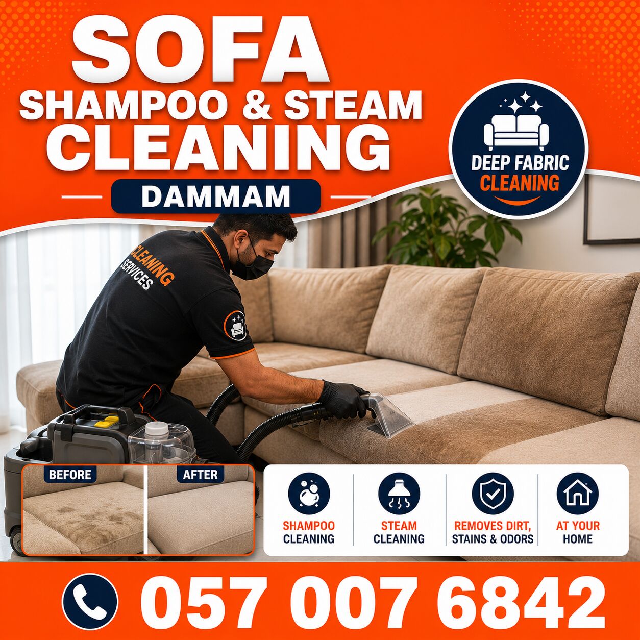Al Sharq, Cleaning, 🟧🟧 SOFA SHAMPOO & STEAM CLEANING – DAMMAM – 057 007 6842 🟧🟧