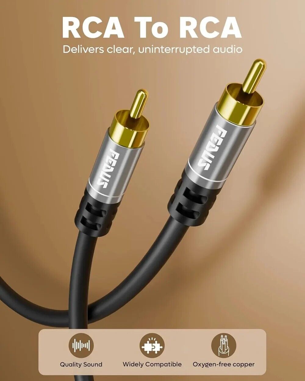 New Delhi, Musical Instruments, INR 599,  FEDUS Subwoofer Cable, Double Shielded RCA To RCA Audio Cable 1.5M