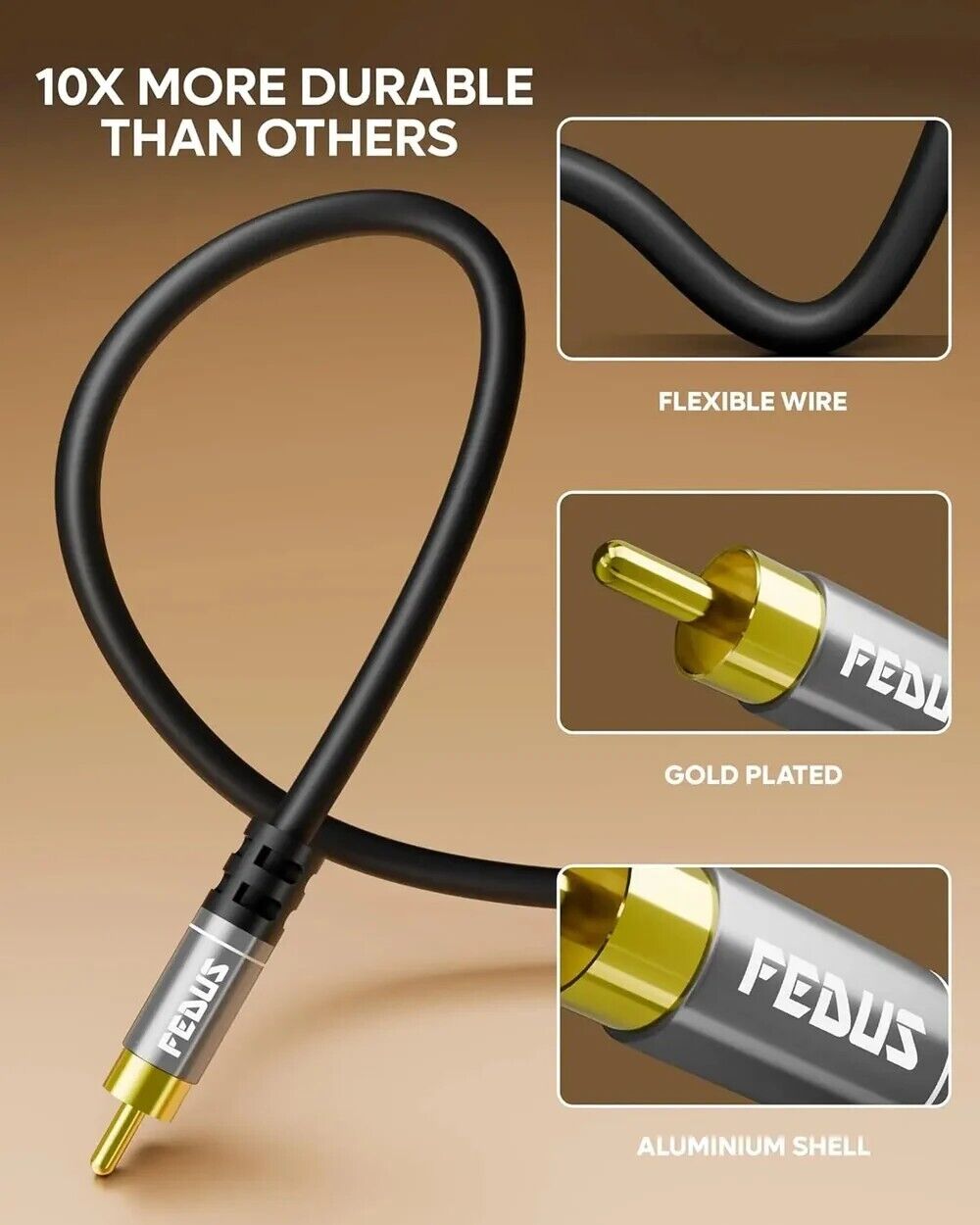New Delhi, Musical Instruments, INR 599,  FEDUS Subwoofer Cable, Double Shielded RCA To RCA Audio Cable 1.5M