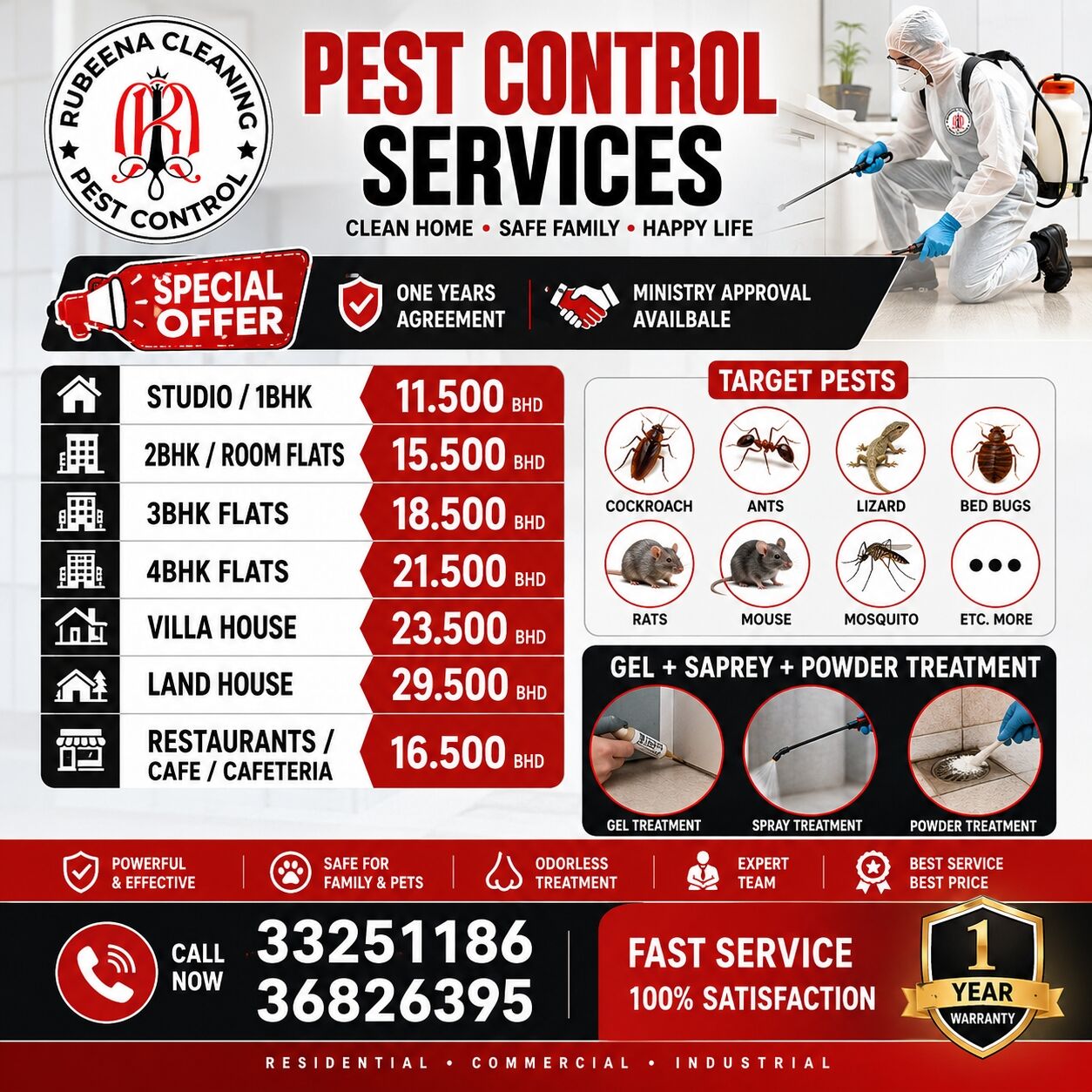 Manama, Pest Control, Pest Control Services Special Offer Just Only 12 BHD 1bhk Room Hurry Up Call Now