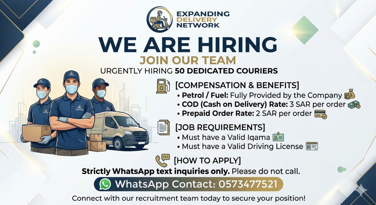 Riyadh, Jobs, IMMIDIATELY HIRING DELIVERY COURIERS