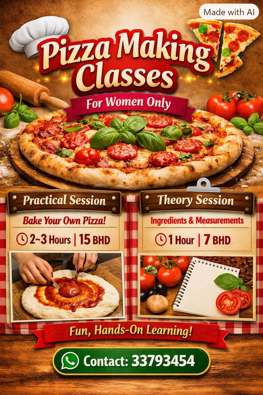 Manama, Lessons Offered, Pizza Making Workshop Available For Homemakers