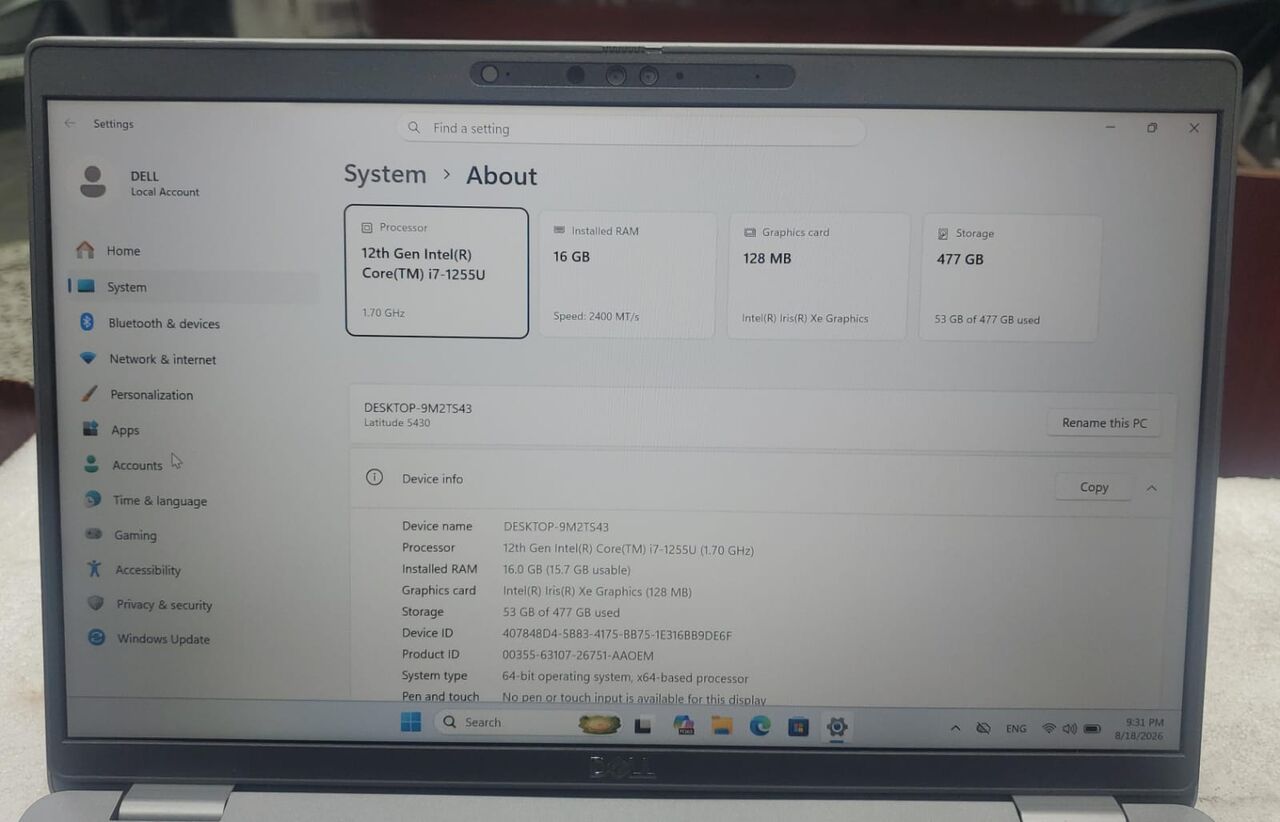 Al Sharafeyah, Computers, SAR 1750,  Dell Latitude 5430 VPRO I7 12th Gen Ram DDR4 16gb SSD 512gb Org Win