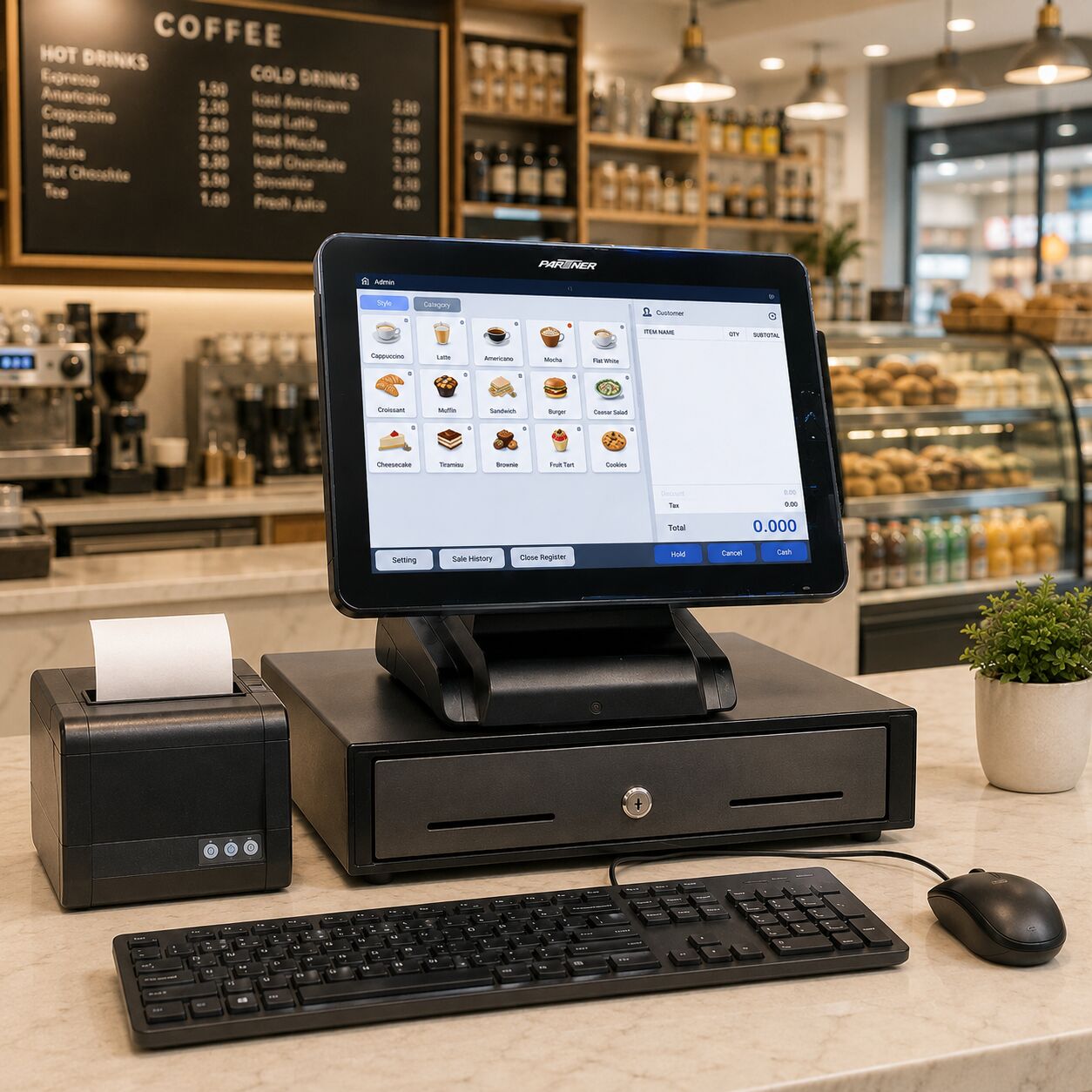 Muharraq, Electronics, BHD 125,  POS System Full Set Ready To Use With Billing Software & Receipt Printer + New Cash Drawer