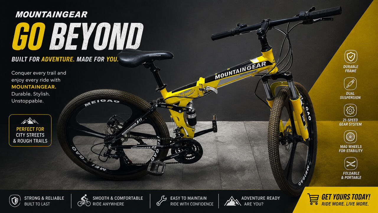 Riyadh, Bicycles, SAR 600,  🚲 SAR 600 | MountainGear Foldable Cycle – Dual Suspension  🔥 Foldable Design