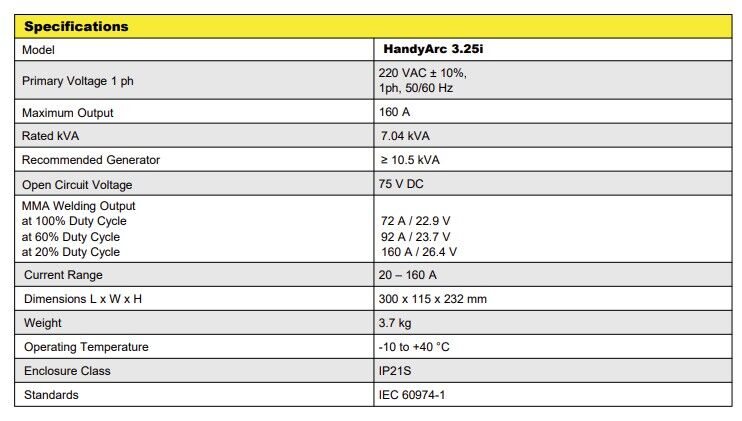 Riyadh, Machinery, SAR 575,  Arc Welding Machine HandyArc 3.25i, Welds Electrodes Up To 3.25 Mm, 160 Amp, 220V, Si