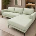SAR 450,  Brand: Roots L-Shape Sofa | Light Pastel Green | Premium Fabric | Modern Design.