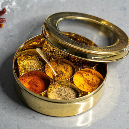 Melbourne, Household Items, AUD 110,  Handcrafted Pure Brass Spice Box - Elegant Vintage Masala Daani With Glass Lid