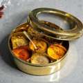 AUD 110,  Handcrafted Pure Brass Spice Box - Elegant Vintage Masala Daani With Glass Lid