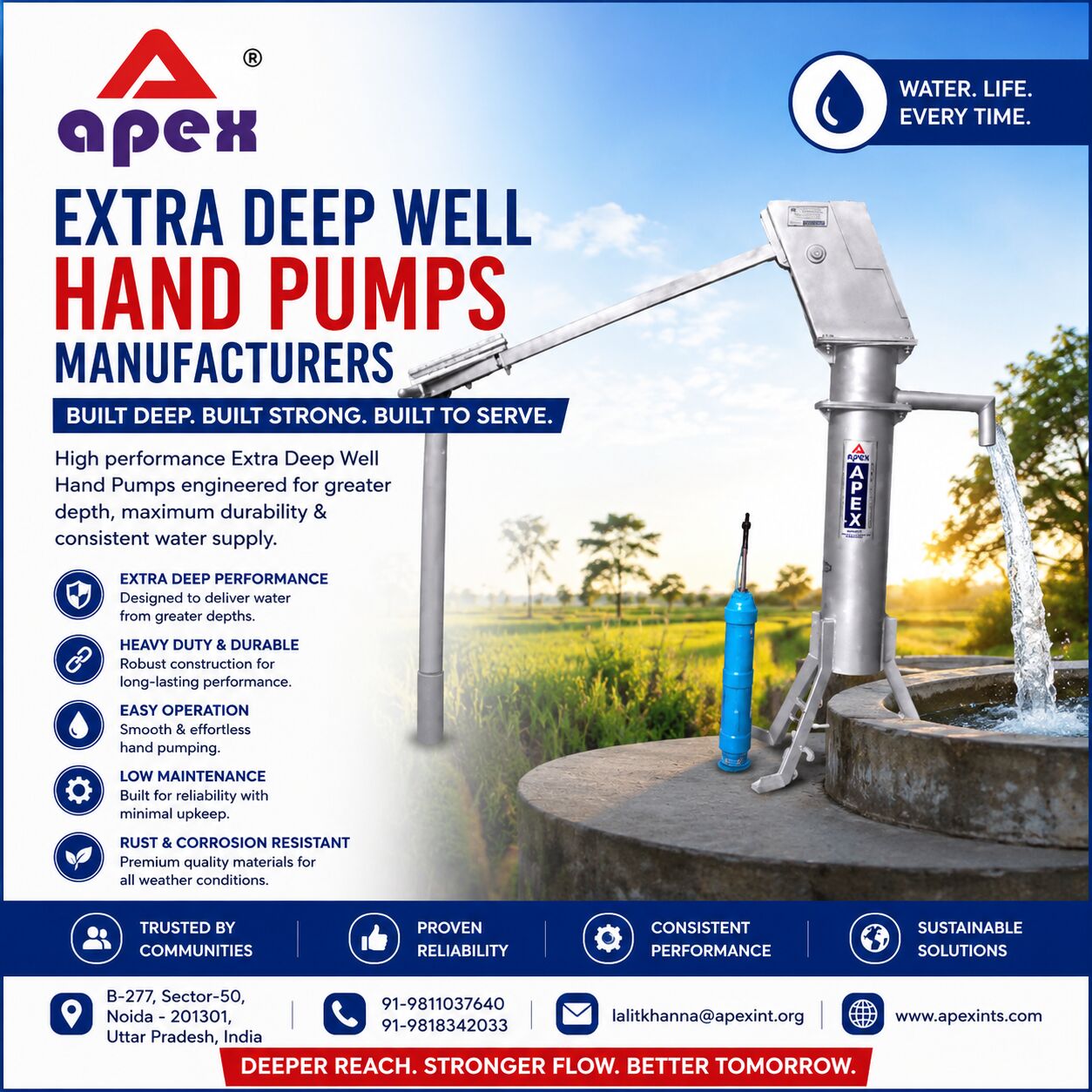 Noida, Construction, Extra Deep Well Hand Pumps Manufacturers