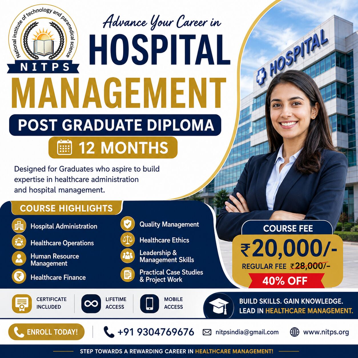 Ghaziabad, Education, Post Graduate Diploma In Hospital Management &ndash; 12 Months