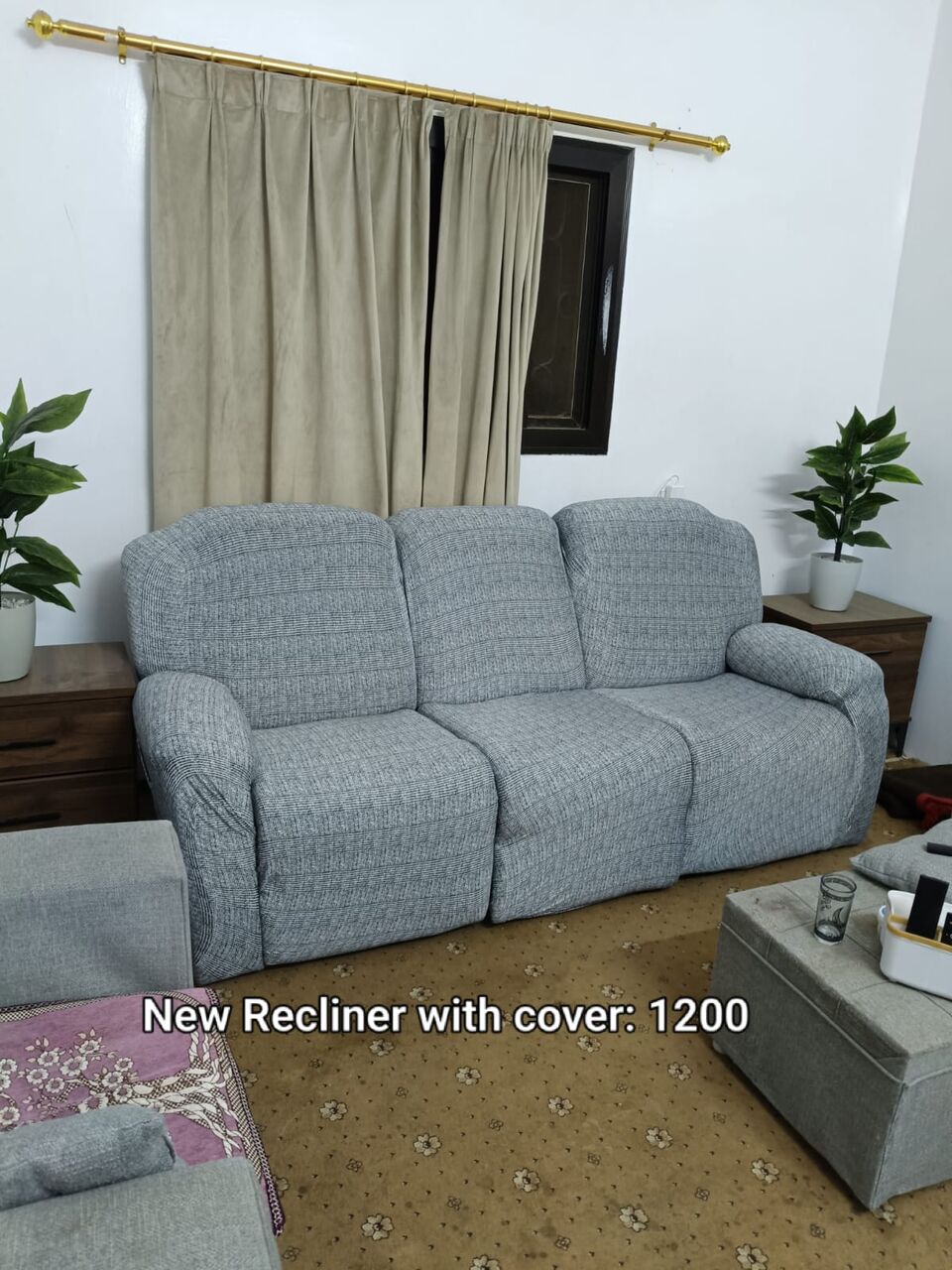 Abha, Household Items, SAR 1200,  3 Seater Recyliner With Cover (Homebox) -6months Used