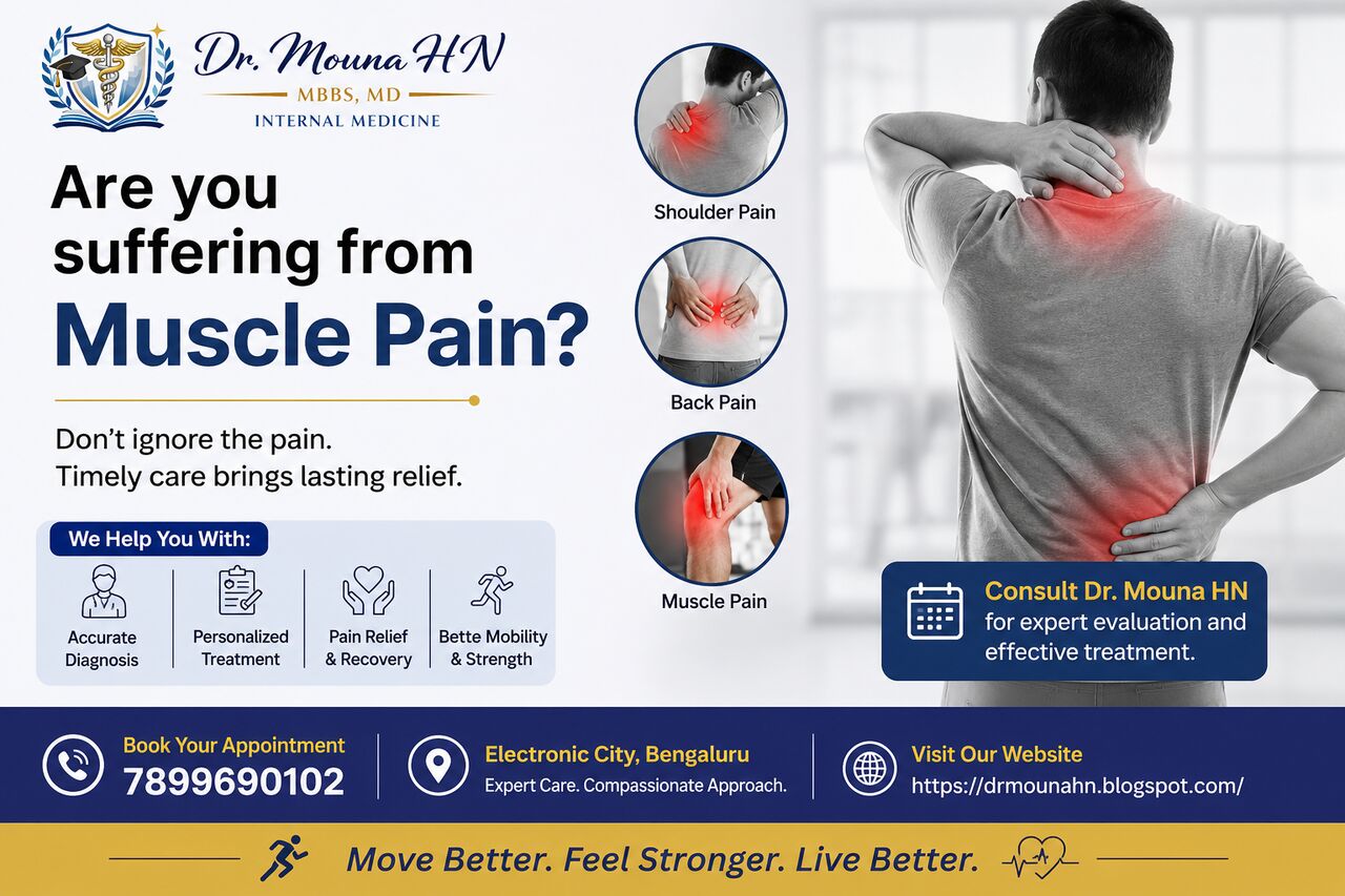 Bangalore, Health, Are You Suffering From Muscle Pain? &ndash; Dr. Mouna HN