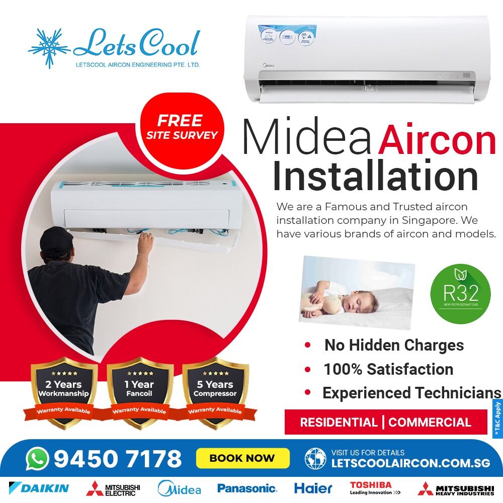 Singapore, Air Conditioners, SGD 999,  Midea Aircon Installation
