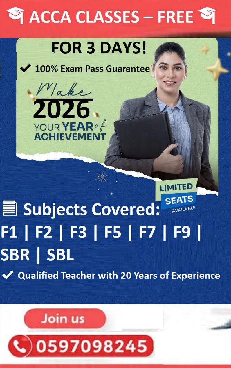Al Aziziyah, Lessons Offered, ACCA   CMA   CFA   CPA   O/A Level And Accounting & Finance Coaching Class