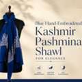 INR 28,  Blue Hand-Embroidered Kashmir Pashmina Shawl