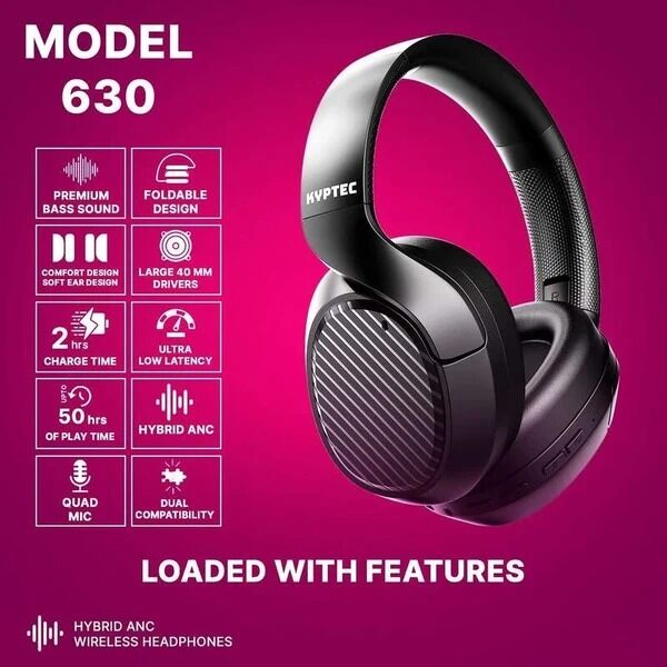 New Delhi, Electronics, 3999,  Kyptec LifeStyle® 630 Hybrid ANC Over Ear Headphones With Quad Mic And 50H Playtime