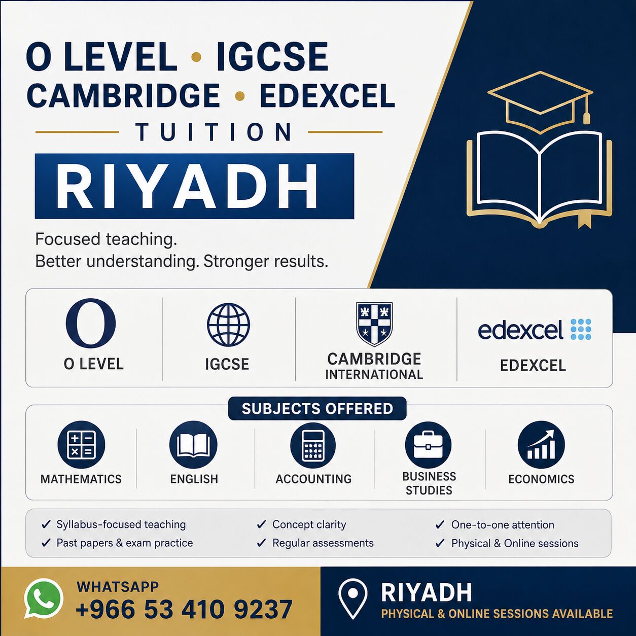 Riyadh, Lessons Offered, O Level & IGCSE Tuition Riyadh | Cambridge & Edexcel | Maths/EnglishAccounting/Busines