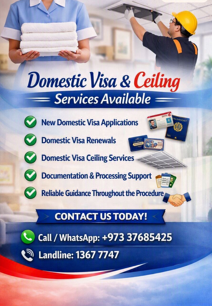 Riffa, Business, Domestic Visa & Ceiling Services Available