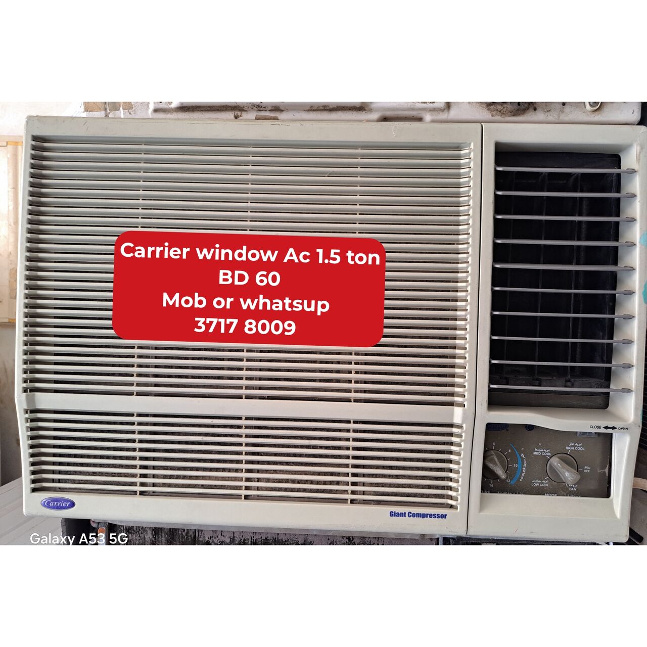 Manama, Air Conditioners, BHD 60,  @@Carrier Window Ac 1.5  Ton In Good Condition For Sale With Delivery And Fixing