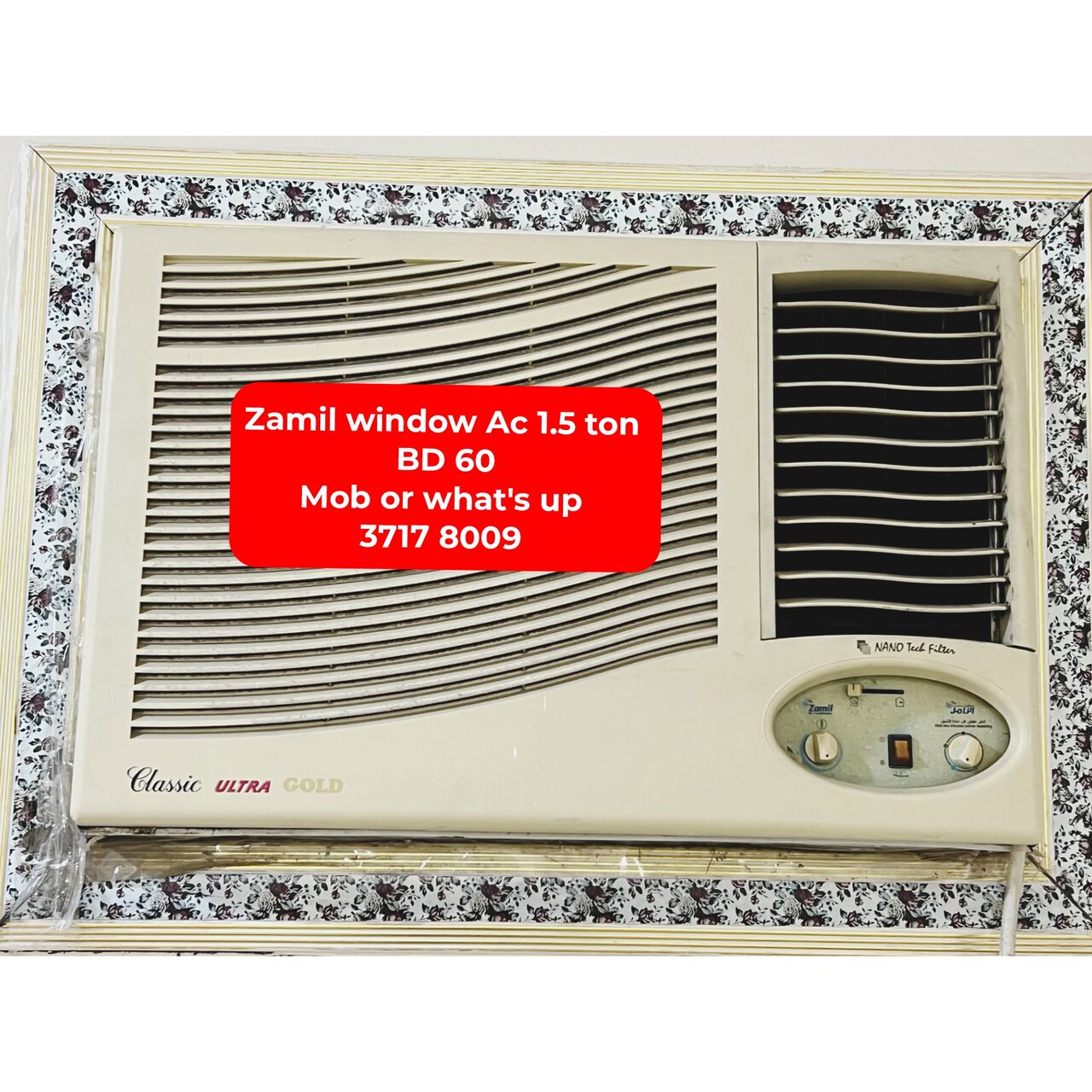Manama, Air Conditioners, BHD 60,  @@Zamil Window Ac 1.5  Ton In Good Condition For Sale With Delivery And Fixing