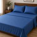 INR 1499,  Bed Sheet Blue Online | Handloom Pure Cotton