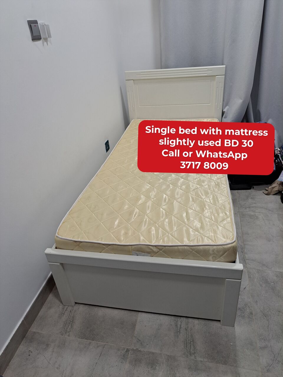 Manama, Furniture, BHD 30,  @@Single Bed With Mattress In Good Condition For Sale With Delivery