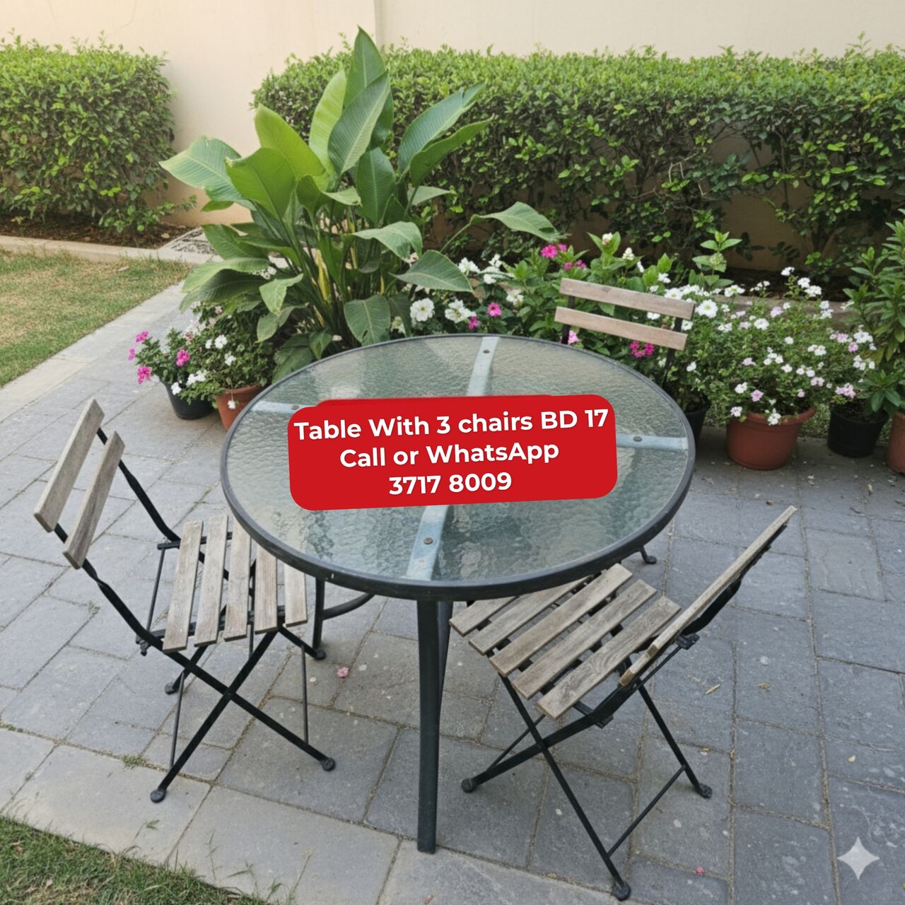 Manama, Furniture, BHD 17,  @@Table With 3 Chair In Good Condition For Sale With Delivery