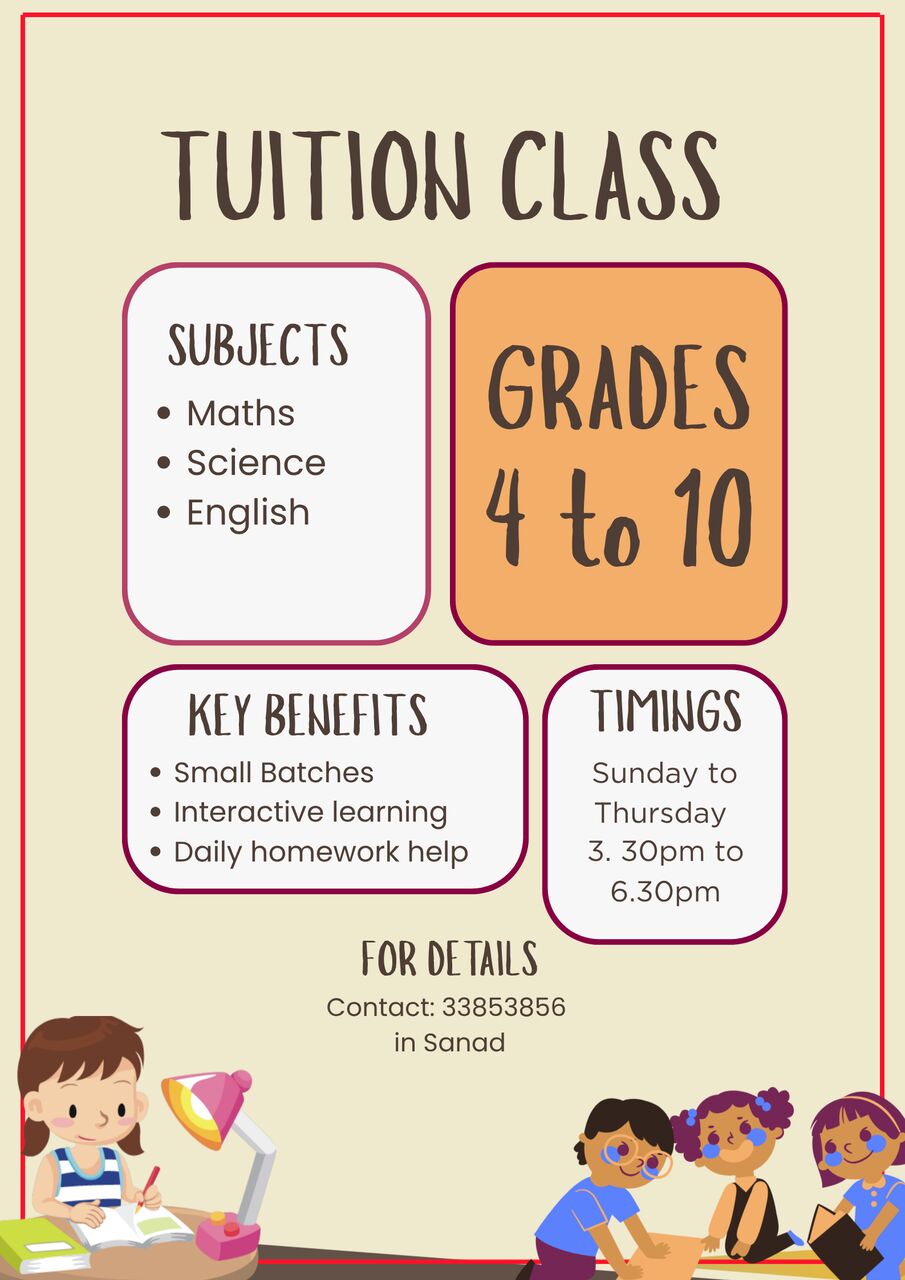 Isa Town, Lessons Offered, Maths Tuition Available For All Classes In Sanad