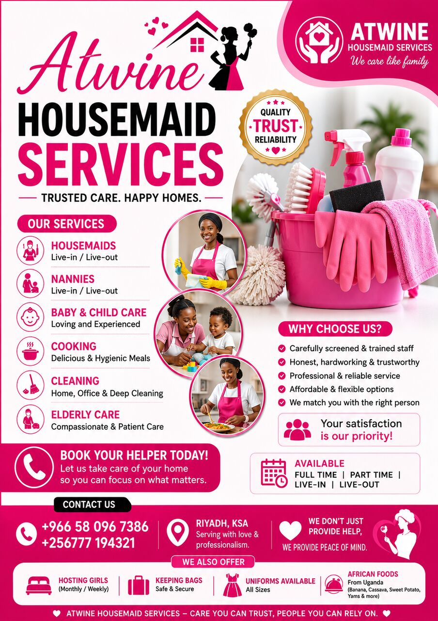 Riyadh, Job Seekers, We Have Well Trained Nannies, Maids And Caregivers At Atwine House Maids Services