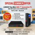 BHD 52,  Special Offer LENOVO Tiny AMD 7th Generation PC AMD 1GB Graphics (Built In WFi + Bluetooth
