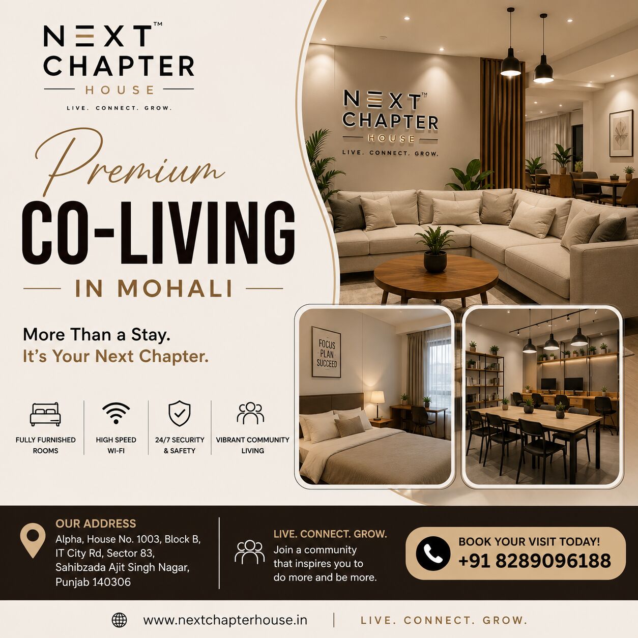 Mumbai, Apartments, Flats, Houses & Villas, INR 15000/month,  Furnished,  2 BR,  312 Sq. Meter,  Premium Co-Living In Mohali | Next Chapter House
