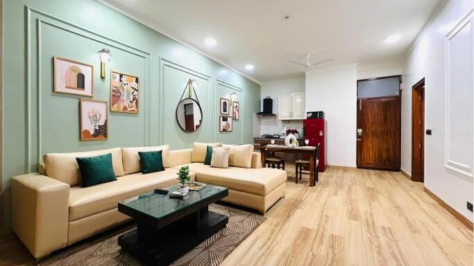 Gurgaon, Apartments, Flats, Houses & Villas, INR 4000/day,  Furnished,  1 BR,  450 Sq. Feet,  BluO 1BHK Galleria Market - Patio, Gym TT