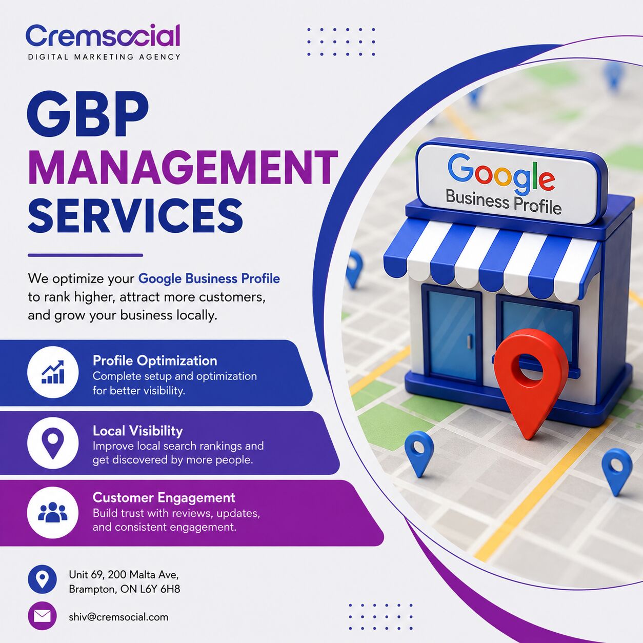 Brampton, Marketing, Google Business Management Services - CremSocial