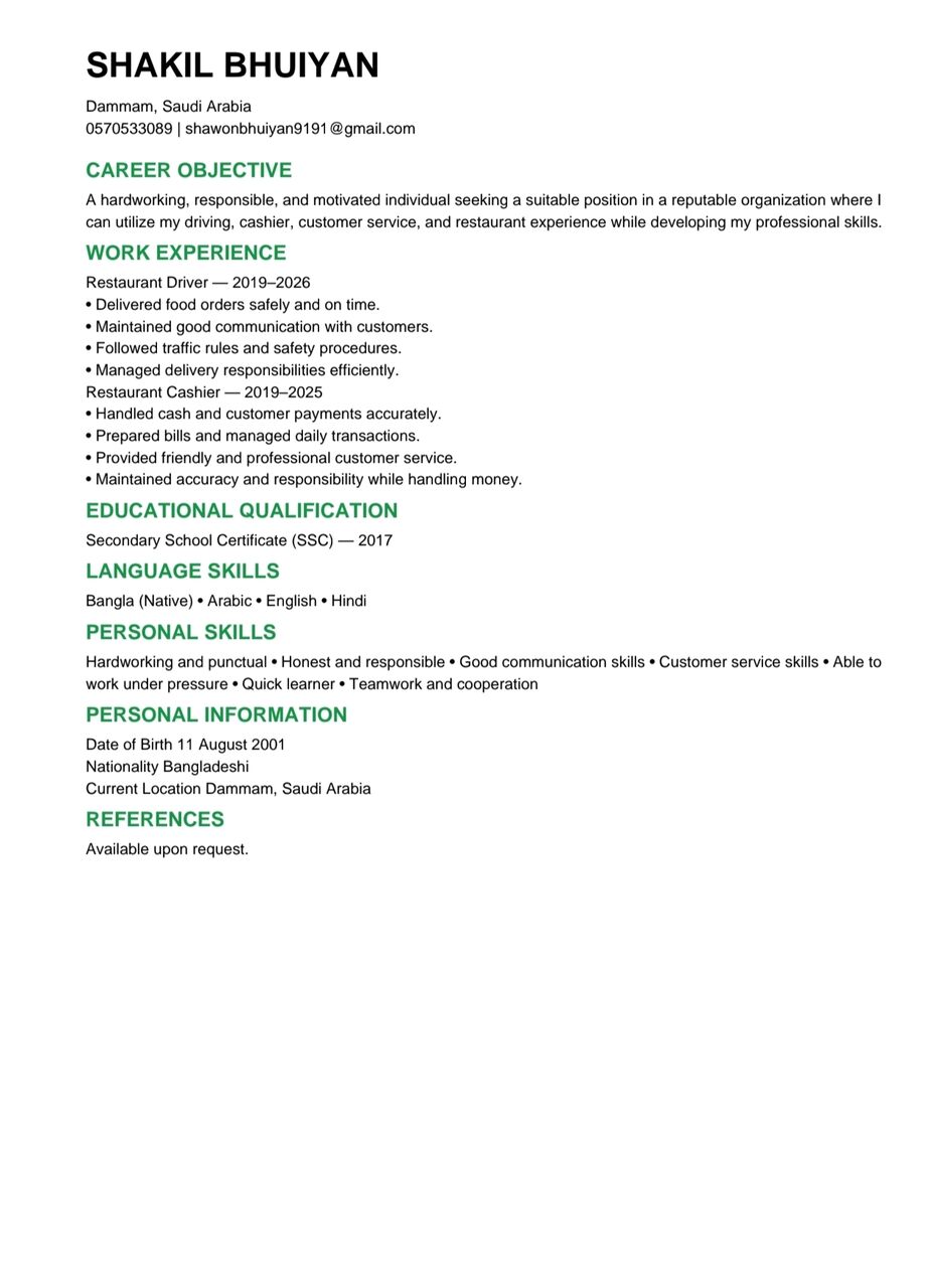Dammam, Job Seekers, Im Shakil Bangladeshi I Need Job For Drivers