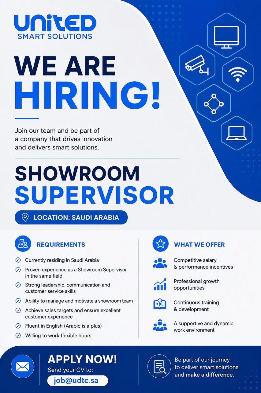 Jubail, Jobs, Showroom Supervisor
