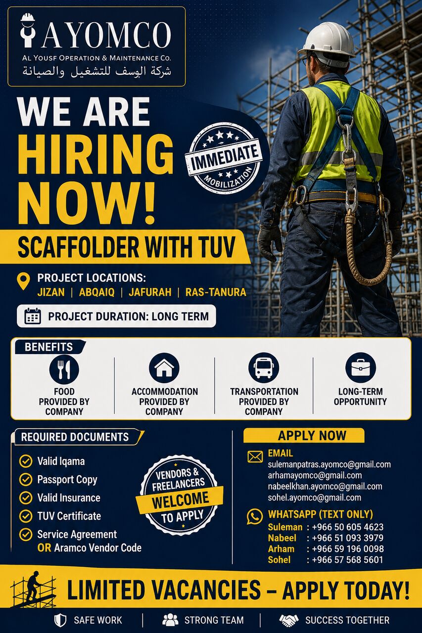 Riyadh, Jobs, SCAFFOLDERS TUV