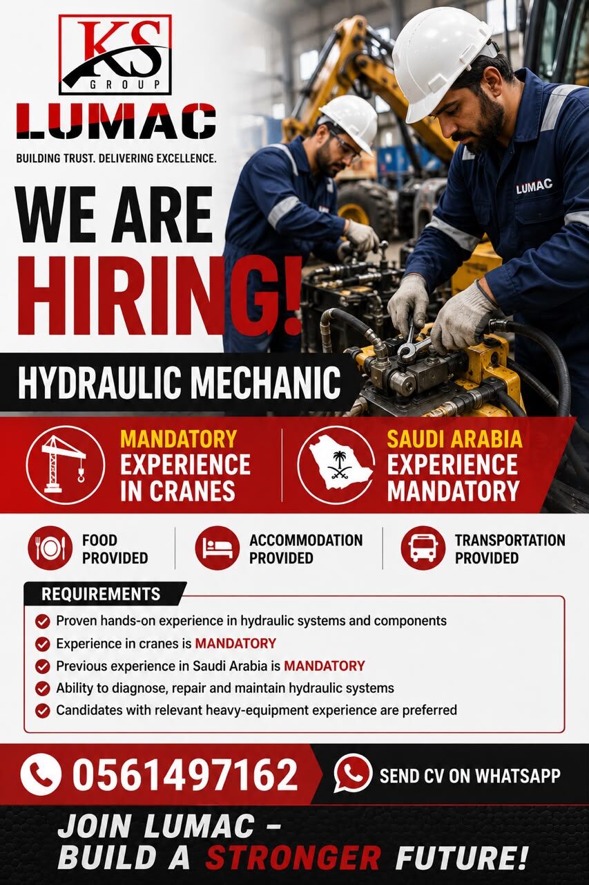 Jubail, Jobs, Hydraulic Mechanic - Crane Experience