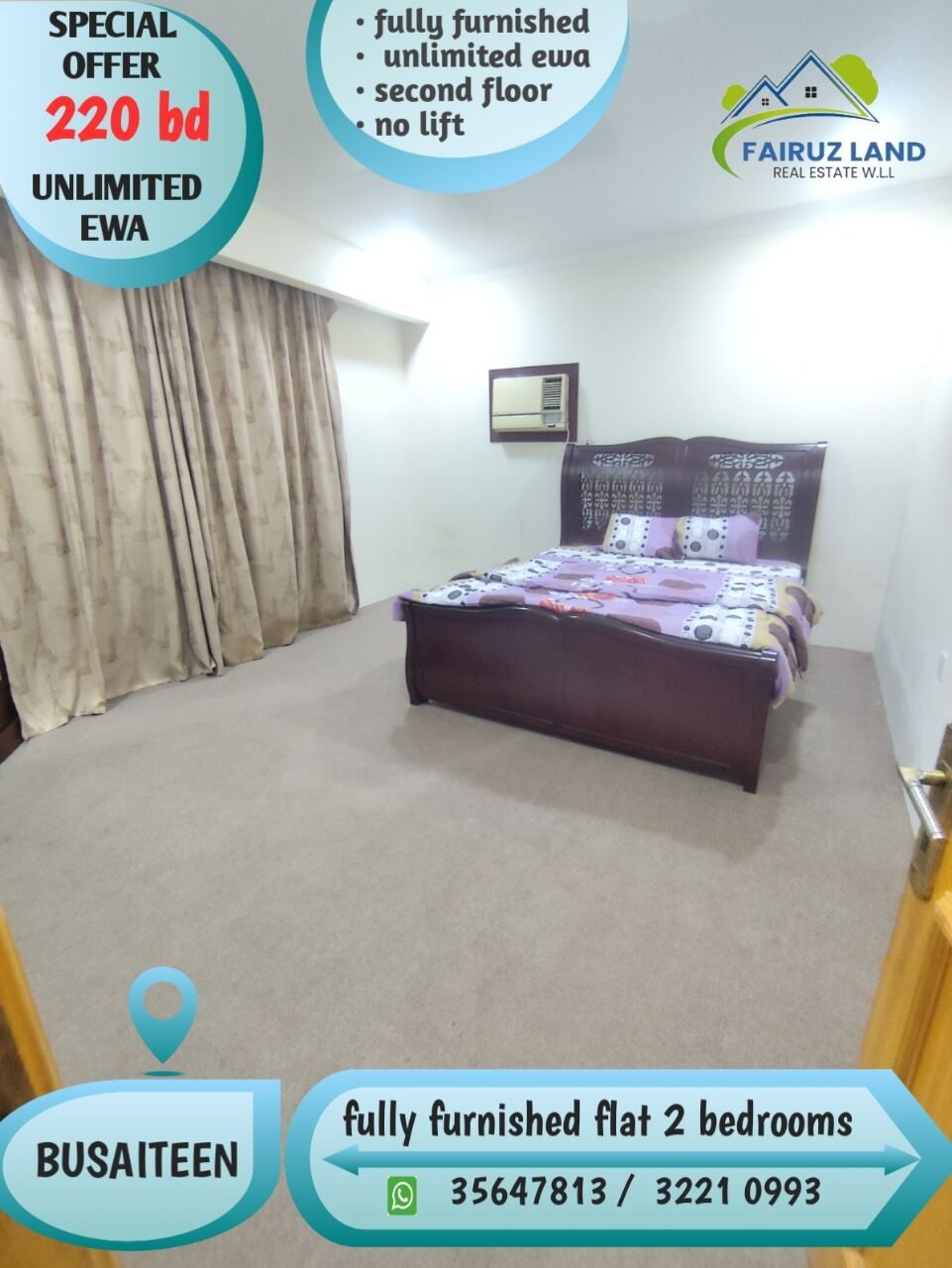 Busaiteen, Apartments, Flats, Houses & Villas, BHD 220/year,  2 BR,  Fully Furnished Flat For Rent In Busaiteen Two Bedrooms 220 Bd Including Ewa Unlimited