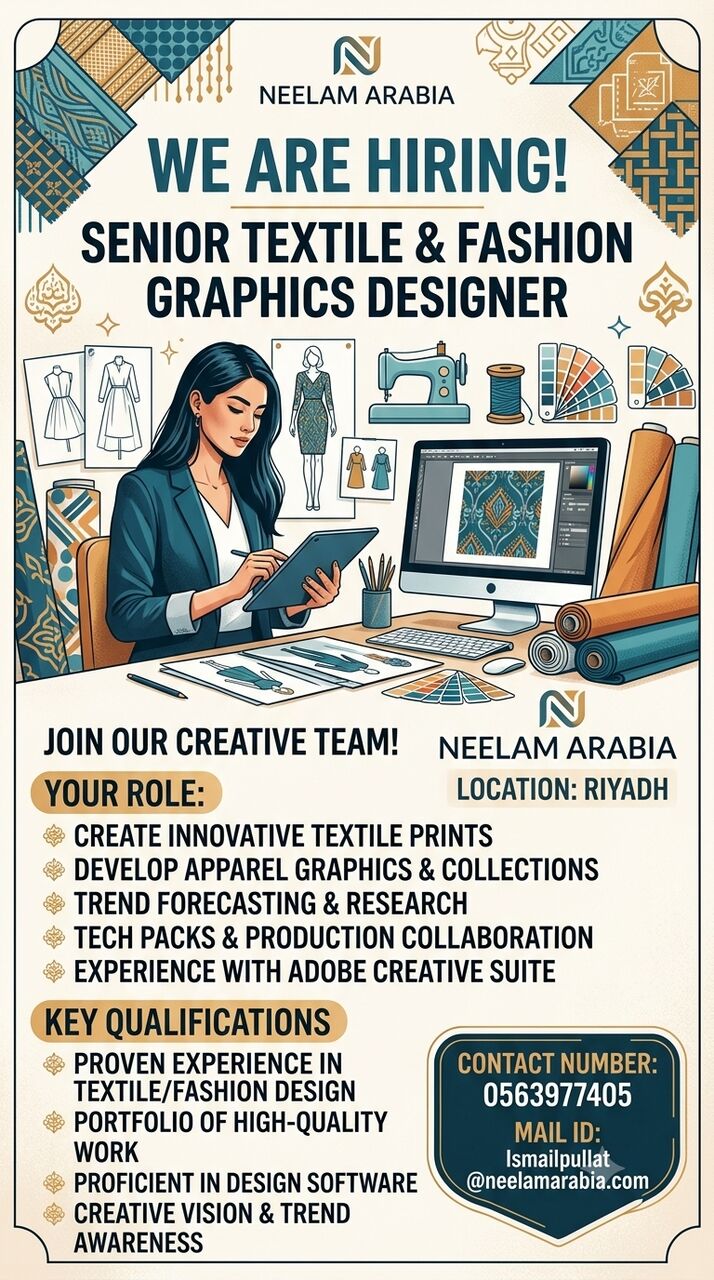 Olaya, Jobs, SENIOR TEXTILE & FASHION GRAPHIC DESIGNER