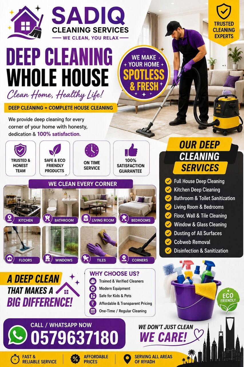 Thadiq, Cleaning, ✨ Deep House Cleaning In Thadiq | Complete Home Cleaning Service 🏠